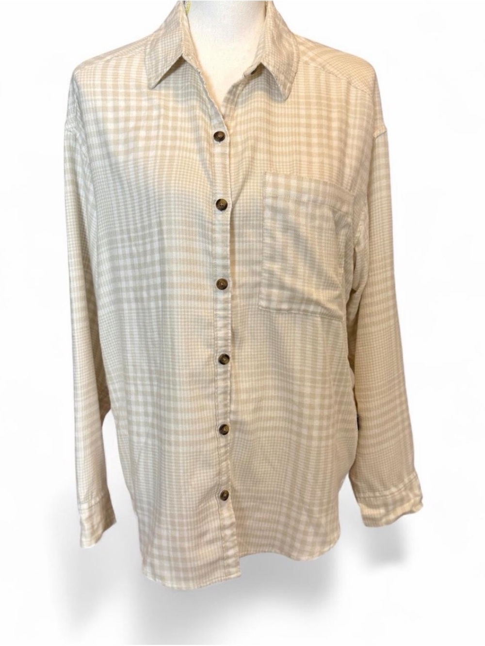 Hollister Women’s Long Sleeve Plaid Button-Down Oversized Boyfriend Shirt Size S